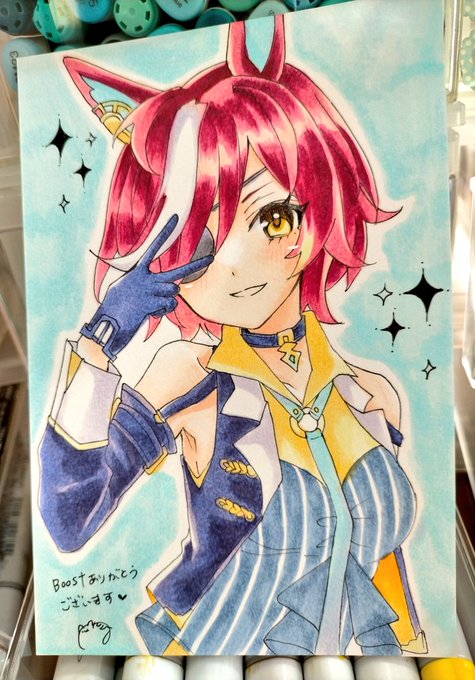 Boostお礼イラストにタニノギムレット描きました(*'︶`) 