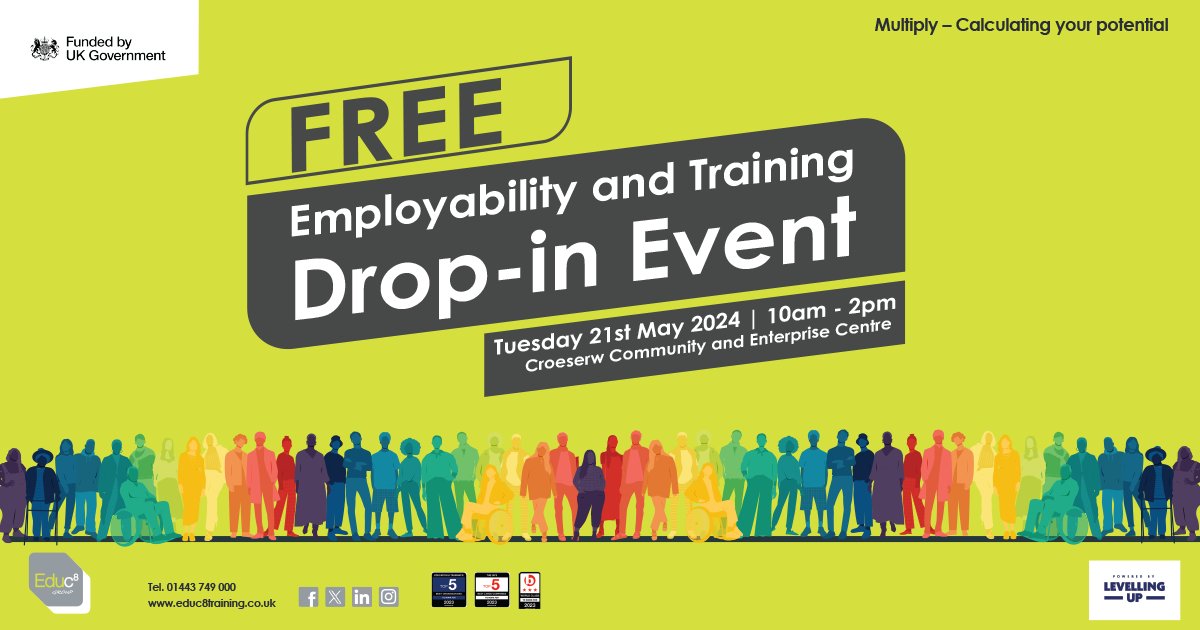 🌟 Don't miss out on our FREE Employability & Training Drop-in Event! 🗓️ Tuesday, May 21st, 2024 🕙 10:00 AM - 2:00 PM 📍 Croeserw Community and Enterprise Centre Whether you're seeking new career opportunities or aiming to enhance your skills we can help. #UKSPF #Multiply