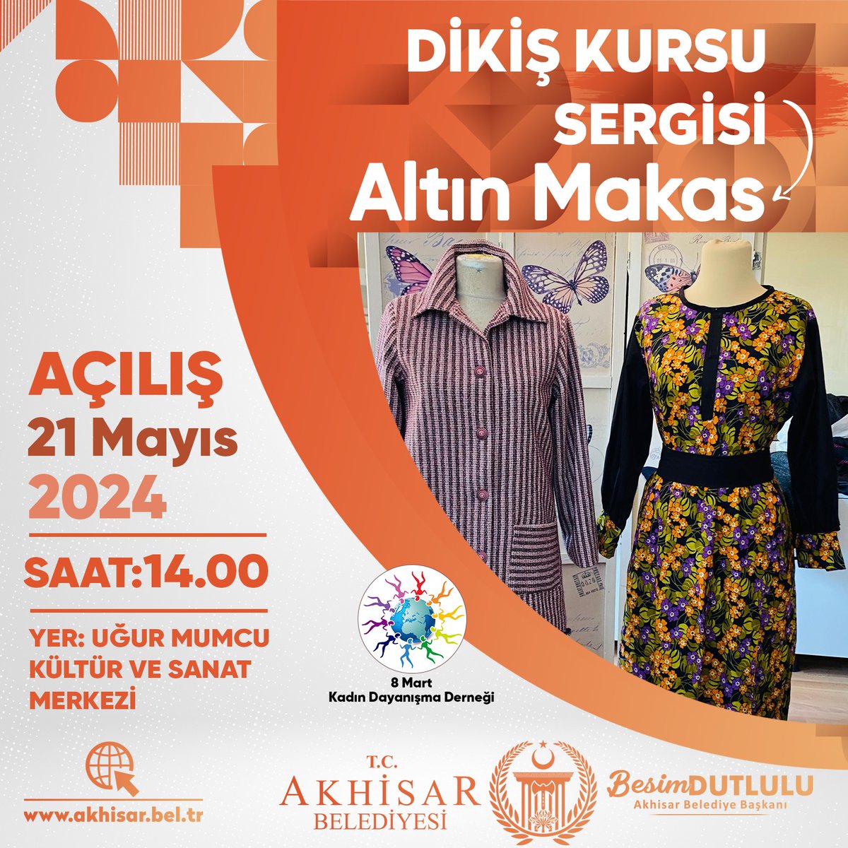 8 Mart Kadın Dayanışma Derneği Altın Makas Sergisi 21 Mayıs Salı günü saat 14.00'de Uğur Mumcu Kültür ve Sanat Merkezinde açılacaktır. Tüm halkımız davetlidir.