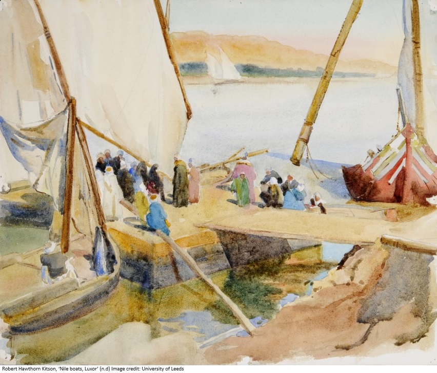 We’re exploring the Nile in #Egypt through watercolour for today’s #OnlineArtExchange @artukdotorg for @victoriagallery We love the expressive brushstrokes in Ethel Brilliana Tweedie’s ‘Sailing Boat on the Nile’ (@ExploreWellcome) and the vibrant hues in Kitson’s ‘Nile boats’