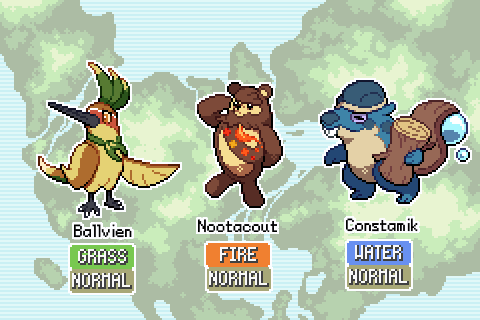 2851998tw's tweet photo. The legendary starter Pokemon evolutions are here! Meet Ballvien, Nootacout and Constamik! 

Ballvien was deisgned/sprited by @JaviGarnier, while Nootacout and Constamik were designed by @Giodude1580 and sprited by @EduarPokeN. https://t.co/RhvFEejJVu