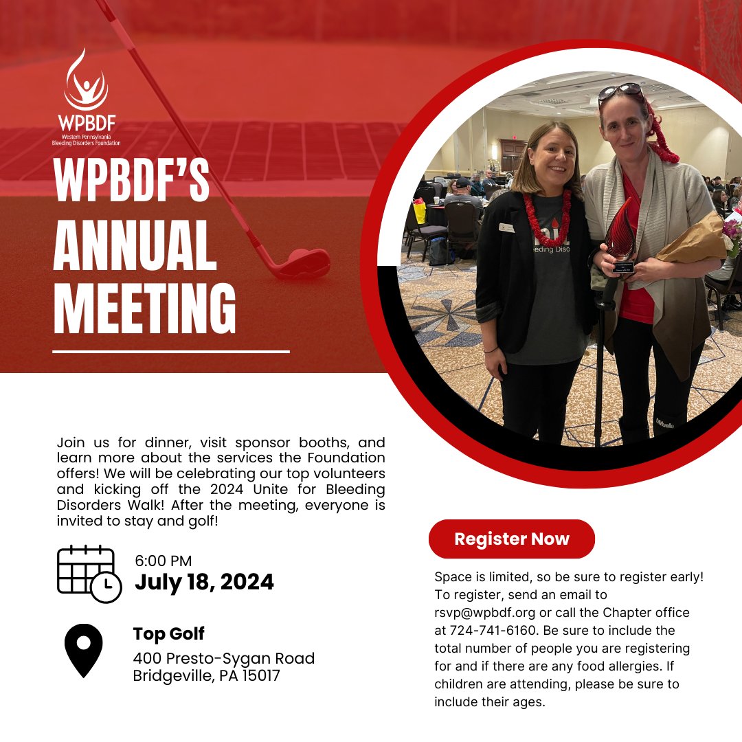 WPABDF's tweet image. One month left to register for WPBDF’s Annual Meeting! To register, send an email to rsvp@wpbdf.org or call the Chapter office at 724-741-6160.