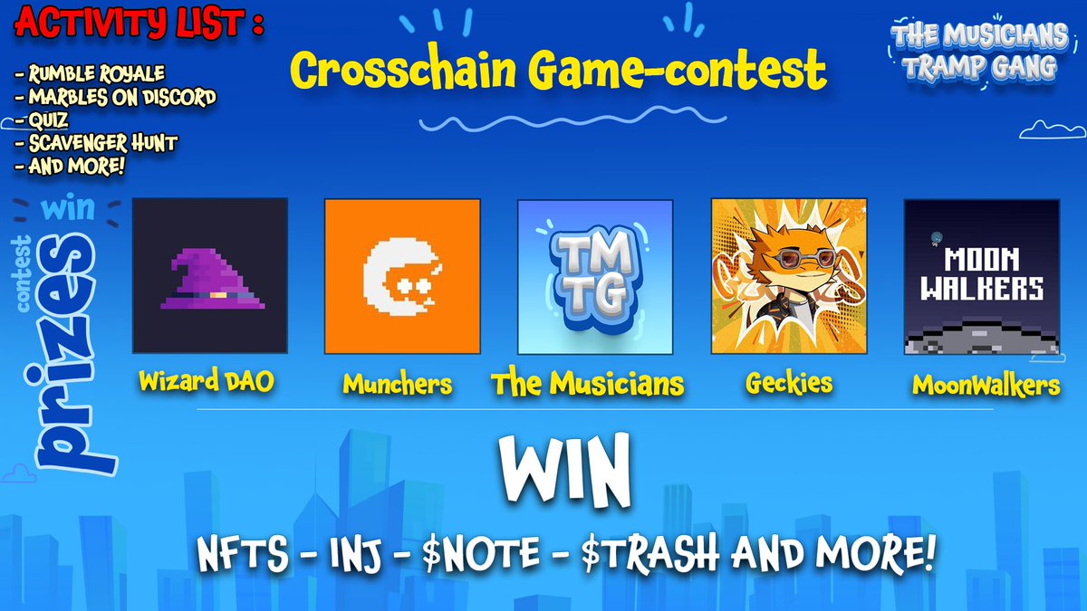 M E T A (@metaxmaverick) on Twitter photo Everyone is invited to a Magical Game Night, hosted by <a href="/themusiciansnft/">The Musicians (CW404)</a> and <a href="/V35710/">้ญๆจ</a> !
There will be plenty of fun games, with numerous prizes to be won ๐ฎ๐ค
Including:
6 x Wizard DAO NFTs ๐๐ง๐พโโ๏ธ๐ช
And some @MagicShroomCoin
Airdrop spots ๐ ๐๐ช๐ช
Other communities attending, Everyone is invited to a Magical Game Night, hosted by <a href="/themusiciansnft/">The Musicians (CW404)</a> and <a href="/V35710/">้ญๆจ</a> !
There will be plenty of fun games, with numerous prizes to be won ๐ฎ๐ค
Including:
6 x Wizard DAO NFTs ๐๐ง๐พโโ๏ธ๐ช
And some @MagicShroomCoin
Airdrop spots ๐ ๐๐ช๐ช
Other communities attending,