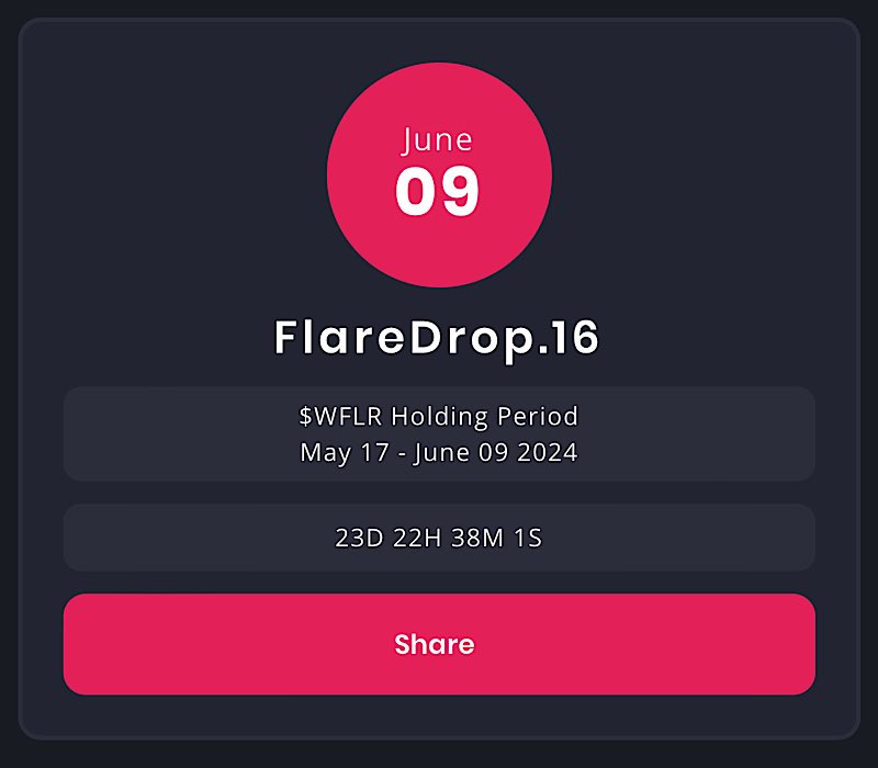 明日からFlareDrops.16に向けてランダムスナップショット期間に入ります

FLRを買い増したり、WRAPを解除したりしている方は6月9日のエアドロに備えましょう！
#FLR