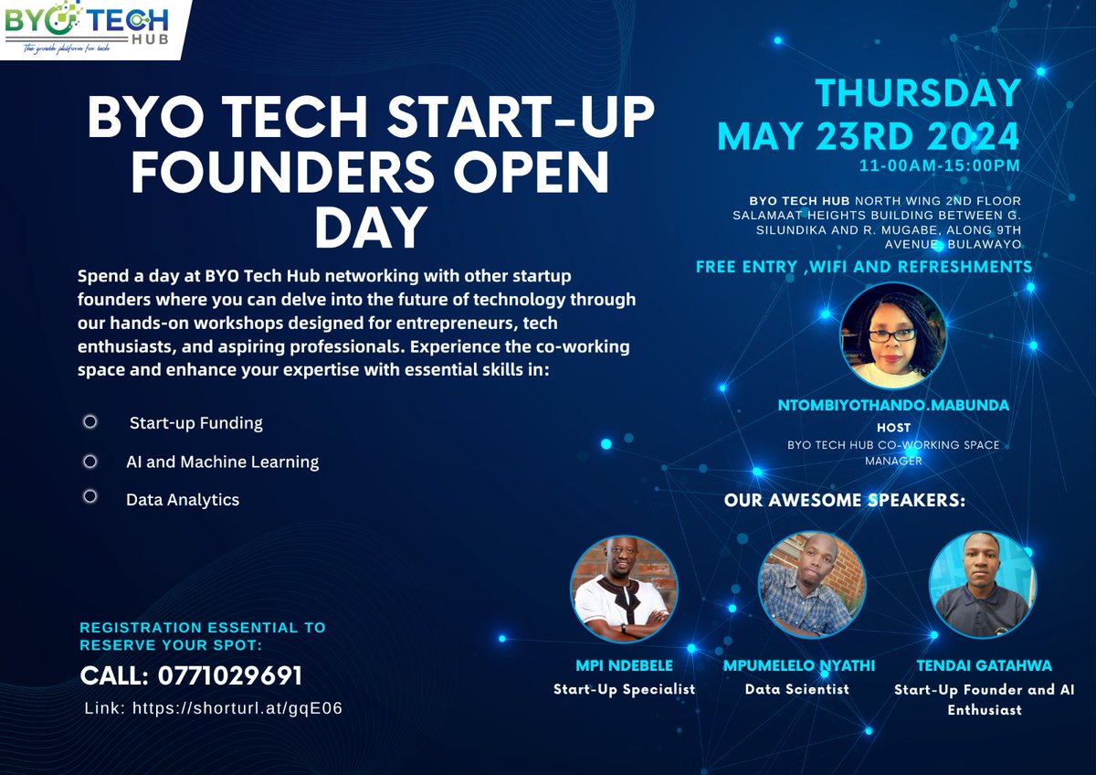 Calling all Startup Founders! 
Unlock your potential at our FREE workshop, in the company of other startup founders.

Register now: shorturl.at/gqE06

#StartUp #ByoTechHub #Oasis #PythonByo
