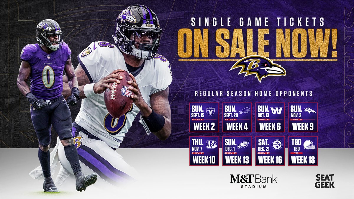 The Baltimore Ravens schedule is set! See you at THE BANK! Get your tickets here: bit.ly/3V2LWIL #RavensFlock