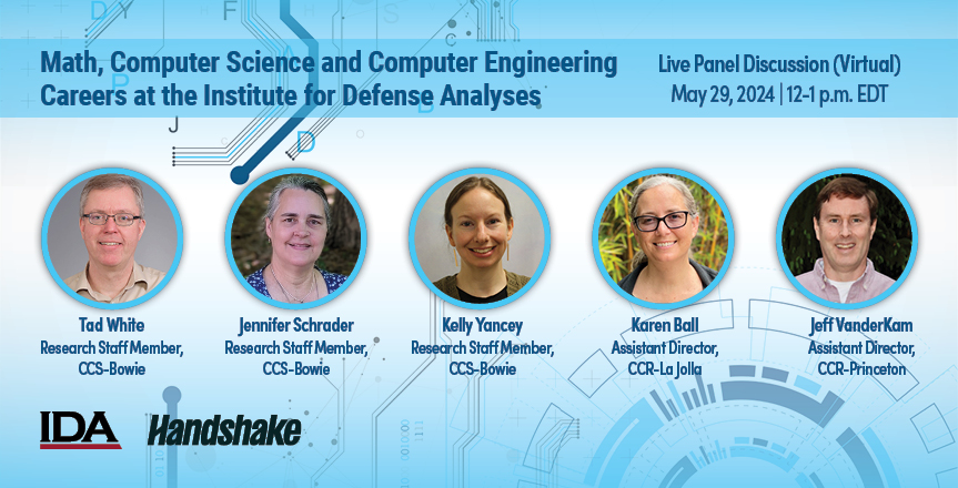🧮TUNE IN: Learn and ask questions about math, #computerscience and #computerengineering careers at IDA. We'll be spotlighting staff from our Center for Communications and Computing locations on 5/29. Sign up today: idalink.org/Handshake-CCC