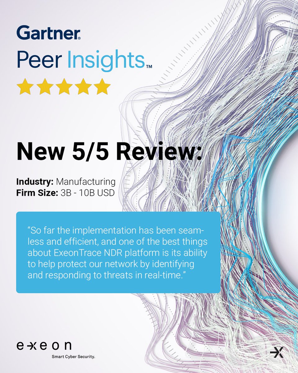 New @Gartner Peer Insights Review: 'Easily Managed & Scalable Solution For Network Analytics'

We’re thrilled of this 5⭐️ review from a global manufacturing company on #ExeonTrace: gartner.com/reviews/market…

#NDR #ThreatDetection #CyberSecurity #NetworkSecurity #GartnerPeerInsights