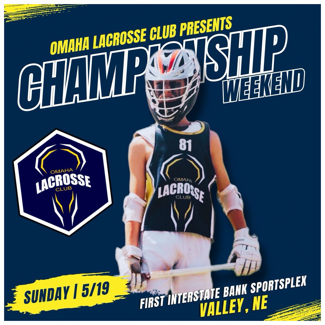 It’s CHAMPIONSHIP WEEKEND! 🏆 🥍 

REMINDER: As a reminder, we are playing in Valley on Sunday at the FIRST INTERSTATE BANK SPORTSPLEX (formerly EAA Sports Complex) at 26001 Ida Street, Valley NE near 264th and Ida Streets just off Highway 275.
See everyone then!
#growthegame