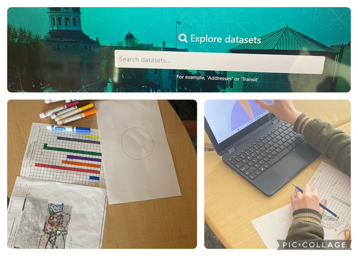 Thanks to seeing this idea from @pauldallison , our @alcdsb_stfa 7/8s have been exploring the @cityofkingston Open Data Portal on topics of interest for their data analysis assignments. Ss are looking at trees planted, incomes, housing, bus stops per districts (accessibility)