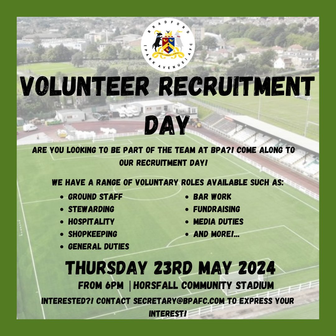VOLUNTEER RECRUITMENT DAY - JOIN THE GREEN ARMY & SHARE THIS POST

Interested in becoming part of the team at BPA, or know someone who is? Come along to our recruitment day to find out how you can help!

We have roles available in plenty of areas, including ground staff,