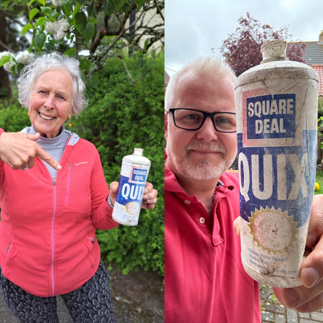 Thanks @ActionNan for donating this Quix washing up liquid bottle she recently found on a #litterpick. It’s from 1960 making it well over 60 years old! It will now take pride of place in the ‘Donated Finds’ section of the Vintage Litter Museum and will help…