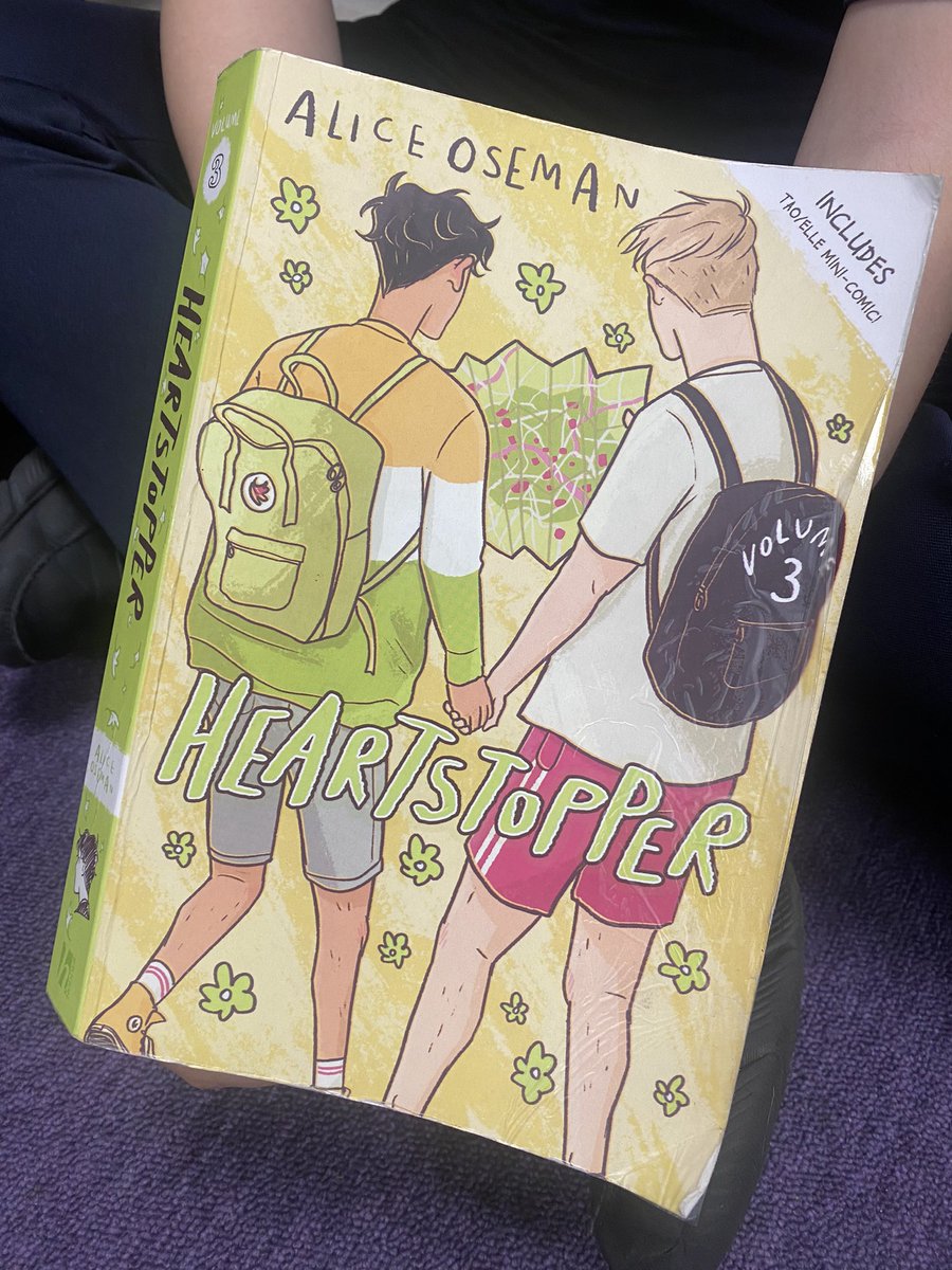 LHSTeamEnglish's tweet photo. @aliceoseman’s Heartstopper series has been such popular choice in our library lessons. Both Lily and Lois in Y8 have been reading them this week. If your child struggles to get into reading, I’d highly recommend trying a graphic novel as a way back into find a love of books! https://t.co/Xkm5eg2R9d