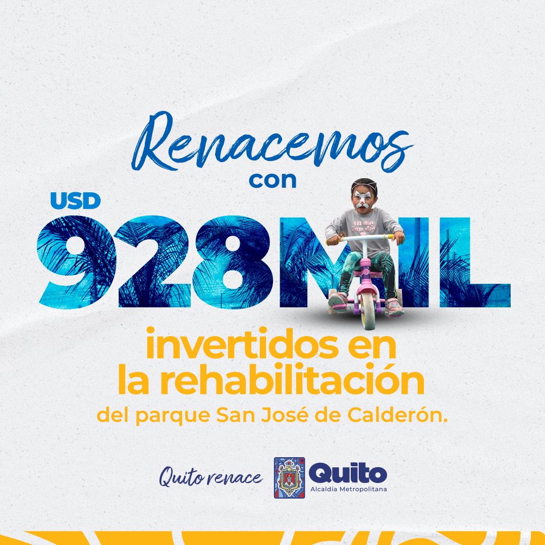 🫶👪 #365DíasContigo | Invertimos USD 928 mil en la rehabilitación del parque San José de Calderón como parte de la apropiación del espacio público. #QuitoRenace