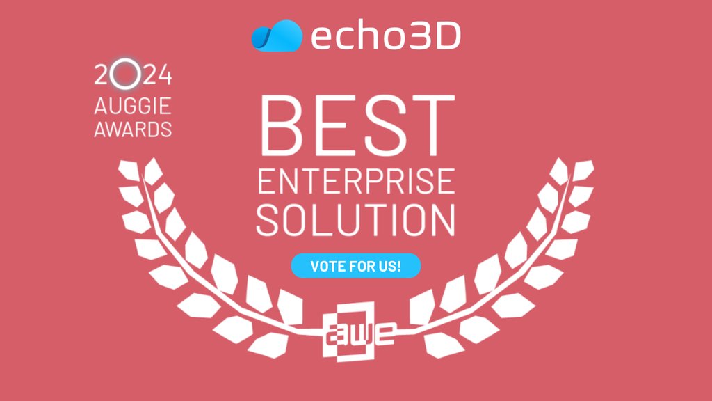 One Week Left! ⏰ Vote echo3D to win Best Enterprise Solution at the 2024 AUGGIE Awards🏆 by May 22nd!

Register & Vote Today ✅: auggies.awexr.com/entry/vote/xlm…

#echo3D #win #award #awe2024 #auggieawards #tech #stem #3ddigitalassetmanagement #bestenterprisesolution