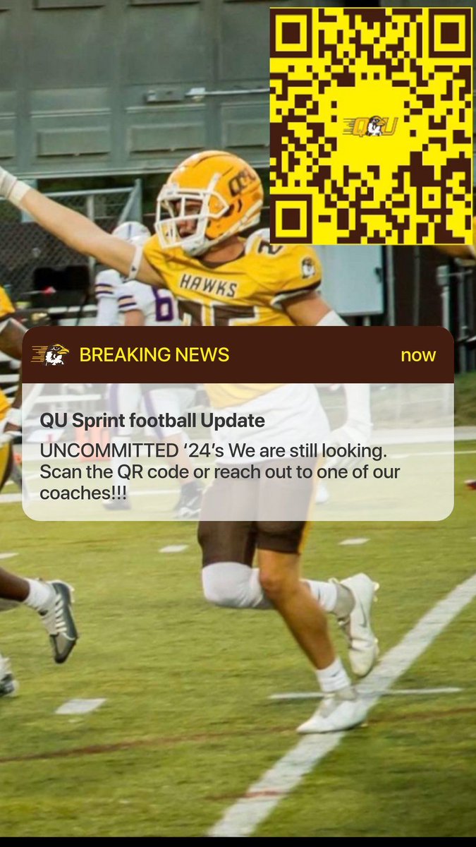Quincy University Sprint Football (@quhawkssprintfb) on Twitter photo UNCOMMITTED '24's: We still have a few scholarships to fill. Drop your film and lets see if we can be a good opportunity for your future. You have to be able to hit our weight limit of 190lbs or less. <a href="/CoachKirk_/">Kirkland Burton</a> <a href="/tmiller0922/">Todd Miller</a> <a href="/CoachAbell97/">Jacob Abell</a> <a href="/JMcCurry07/">Coach Jacob Mccurry</a> UNCOMMITTED '24's: We still have a few scholarships to fill. Drop your film and lets see if we can be a good opportunity for your future. You have to be able to hit our weight limit of 190lbs or less. <a href="/CoachKirk_/">Kirkland Burton</a> <a href="/tmiller0922/">Todd Miller</a> <a href="/CoachAbell97/">Jacob Abell</a> <a href="/JMcCurry07/">Coach Jacob Mccurry</a>
