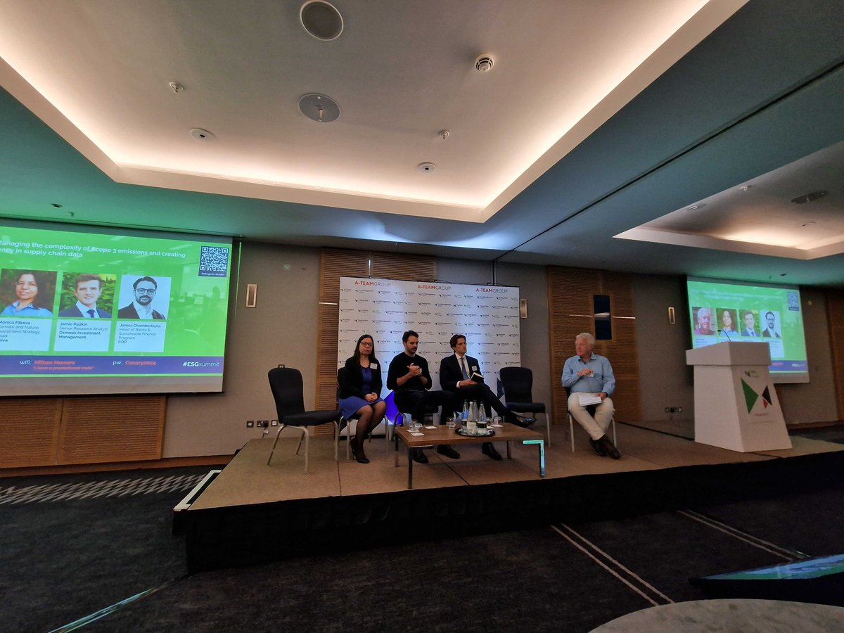 We're pleased to welcome this next panel to ESG Data &amp; Tech Summit in London for a discussion on managing the complexity of Scope 3 emissions and creating consistency in supply chain data with speakers from <a href="/AvivaUK/">Aviva UK</a> <a href="/OsmosisIM/">Osmosis Investment</a> @cdp

#ESGSummit #ESG #greenhousegas #scope3