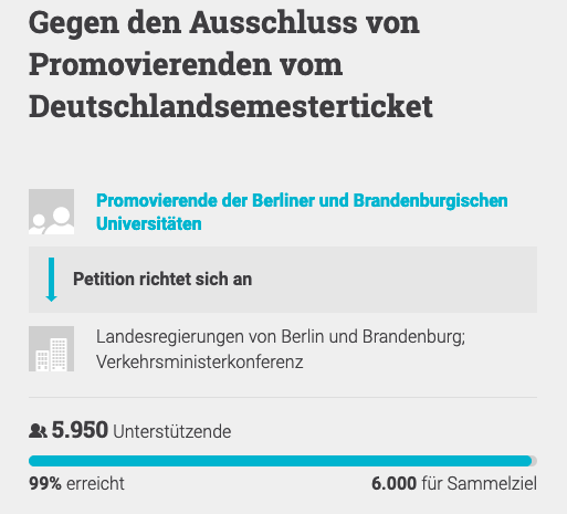 Wahnsinn! Es fehlen nur noch 50 Unterschriften bis das Ziel unserer Petition erreicht ist! 🤩🤩🤩

#SemtixForAll #Semesterticket