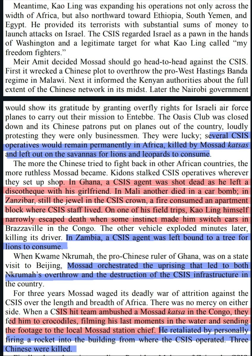Bring back the old days, I want to see Mossad & MSS guys rip each other apart. Agents shot dead, killed by car bombs or bound to trees for lions to feast. Fires consuming apartment blocks of Chinese int guys. Mossad Katsas firing rockets into the building where Chinese operated.
