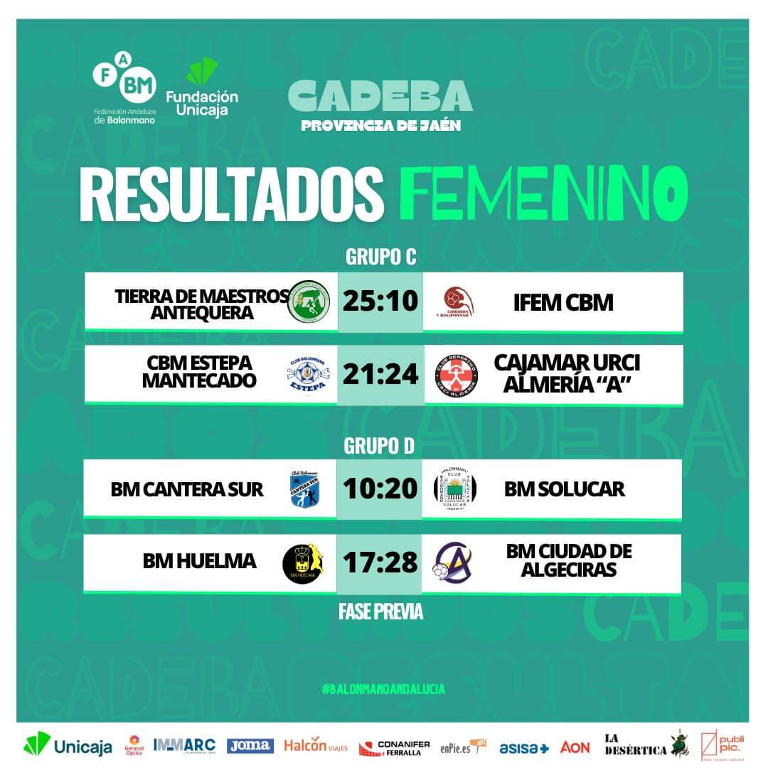 BaseBMLosDolmen's tweet photo. 🥳🤾🏻‍♀️🚀 Nuestras niñas del #AlevinFemenino imparables en la #FasePrevia del #CADEBA24 ‼️

🔜📅 Mañana a por todas en los #CuartosDeFinal 💪🏻

@101tvAntequera
@xasportwear
@FABM_Malaga
@FAndaluzaBM
#MuchoVerde 
#muchodolmenesantequera 
#somosdebalonmano https://t.co/F4dcdZoydh
