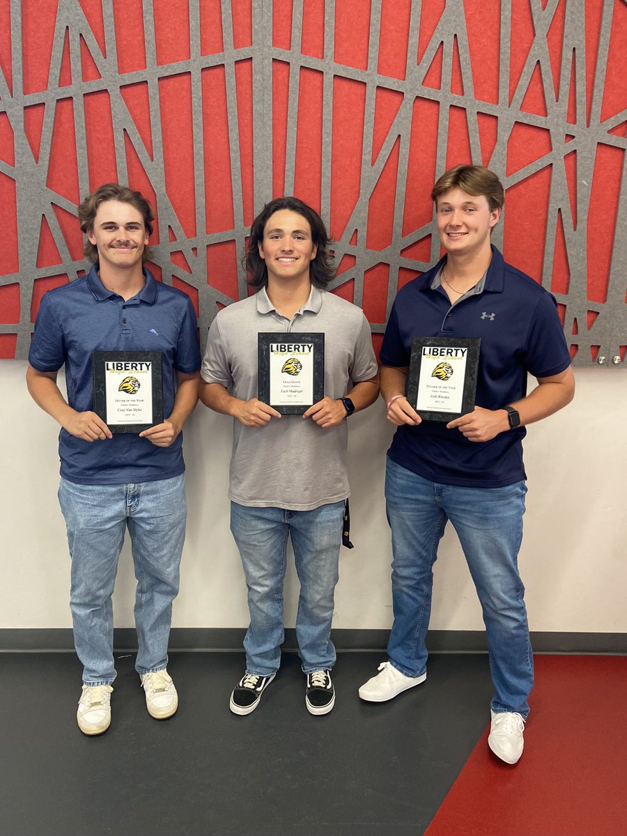 Cruz Van Slyke- Offensive MVP
Joshua Rhodes - Pitcher of the year
Zach Madigral - Gold Glove
 
Congratulations boys . All three awards voted on by their teammates . You are great leaders . It’s a special thing when your own teammates are the ones who decide the awards .