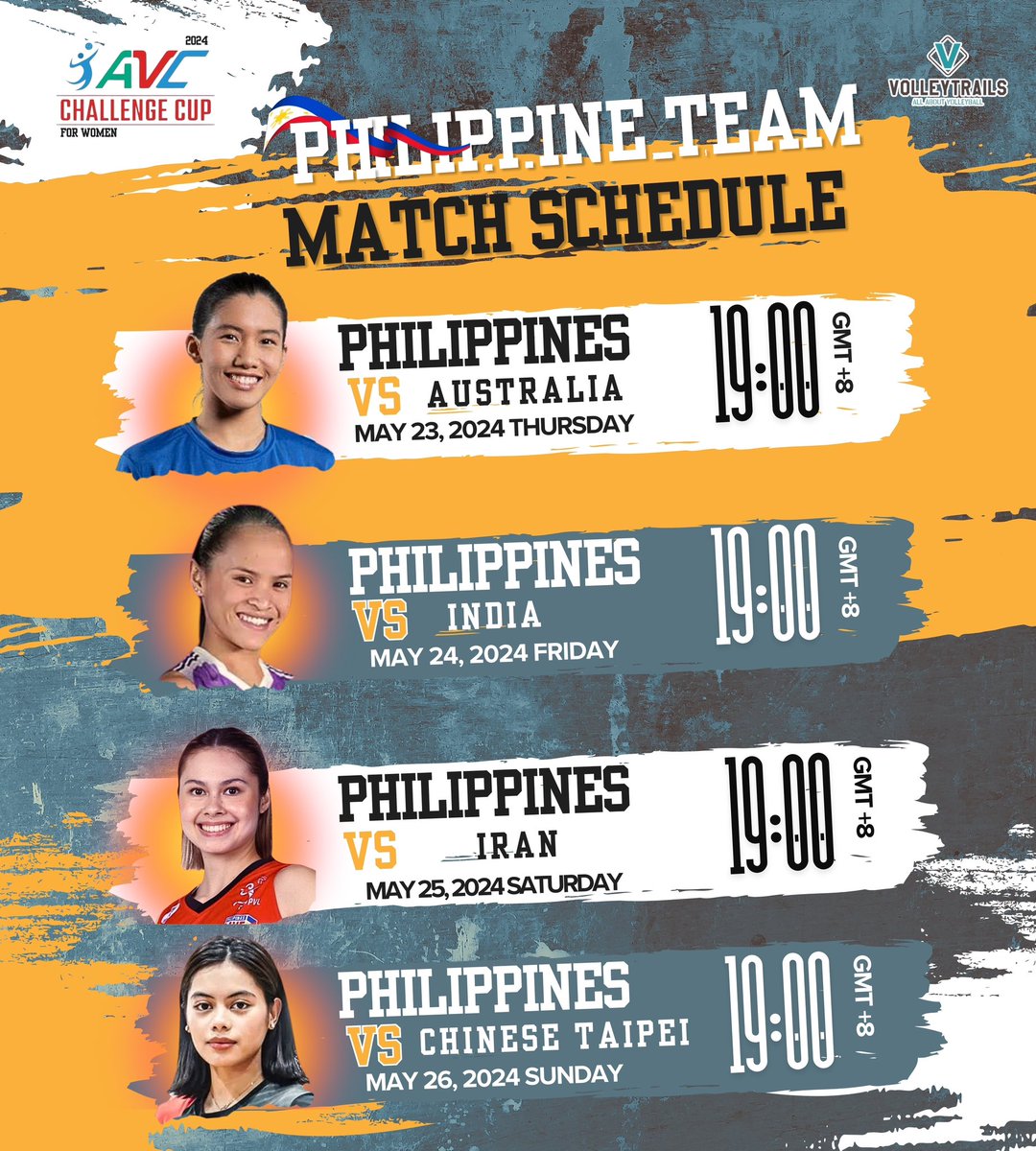 🇵🇭 Philippines’ Preliminary Round Match Schedule in the 2024 AVC Challenge Cup for Women. #AVCChallengeCup