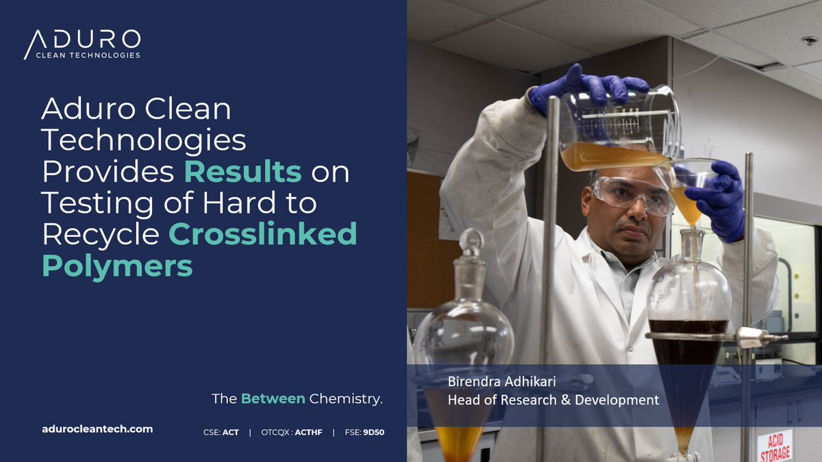 Excited to report promising results from the preliminary tests with yields of up to 84% of lower molecular-weight hydrocarbons when applying our game-changing #chemicalrecycling tech to crosslinked polymers: loom.ly/dvG636I #circulareconomy #plastic #AduroCleanTech