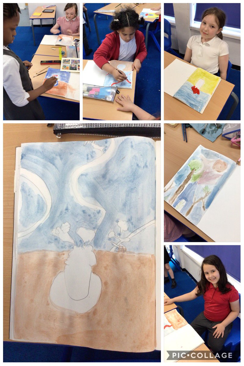 Year 3 have been working hard to create their final pieces in the style of Henri Matisse using all the skills we have been practicing #whitewash #tertiarycolours