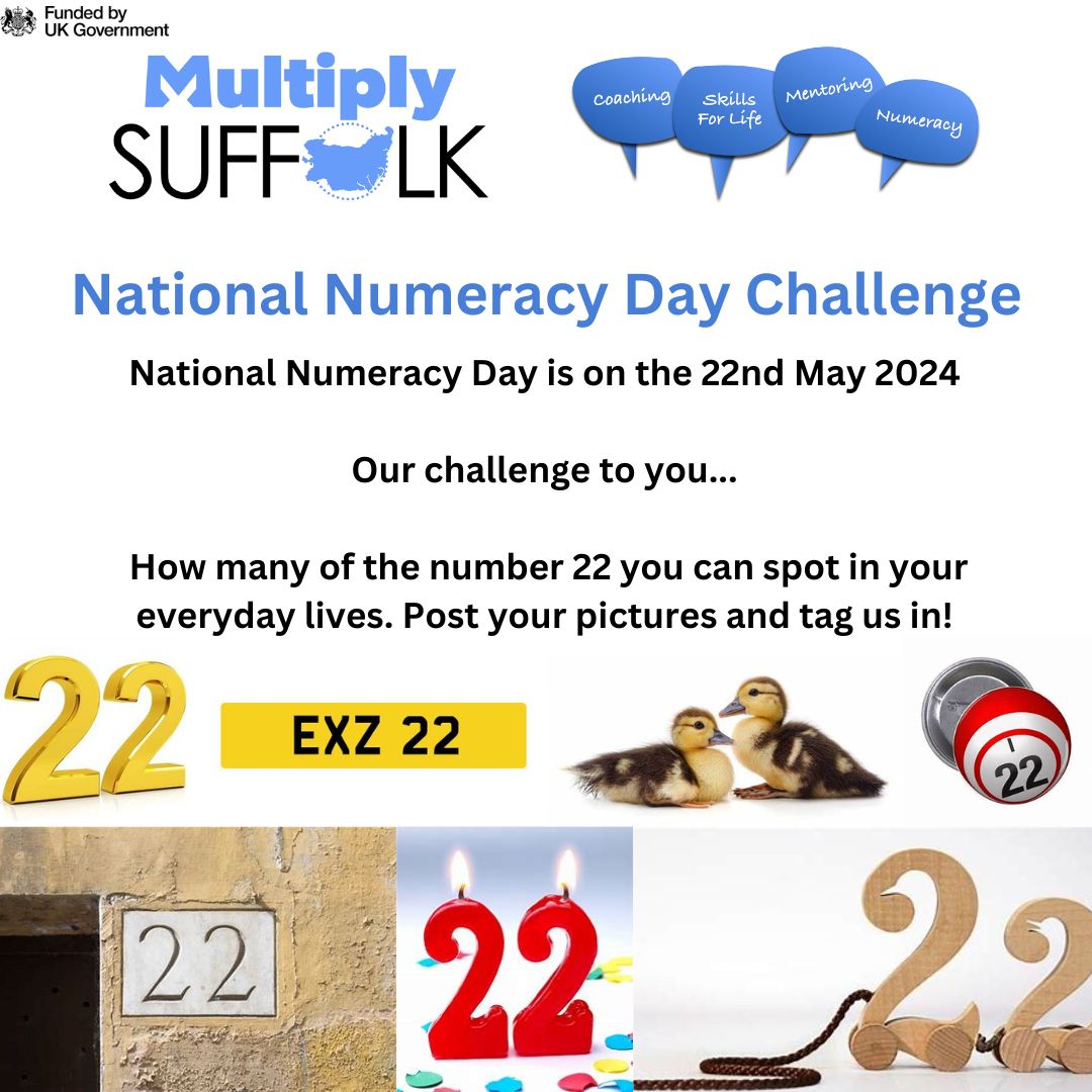 NATIONAL NUMERACY DAY CHALLENGE. 

How many of the number '22' can you spot in your everyday lives... add your photos to this post and create a photo trail! #NationalNumeracyDay #NND #SkillsforLife