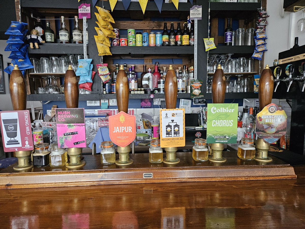 This week's cask line up from @northridingbrew @hushbrewco @thornbridge @Colbierbrewco @SmallWorldBeers