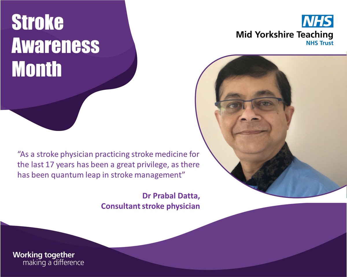 As we continue to celebrate our staff during #StrokeAwarenessMonth, today we hear from Dr Prabal Datta, consultant stroke physician. Dr Datta has practiced stroke medicine for 17 years, and has overseen 'quantum leaps' in stroke management. Read more here: bit.ly/3QIyXJB