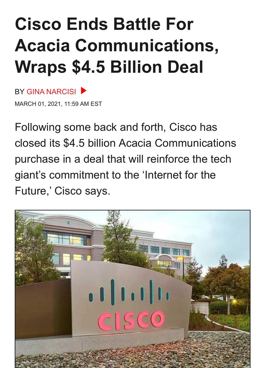 anuj_kapur's tweet image. $CSCO has continued to see greater visibility in #AI orders, now at $1b for FY25. Challenge for investors is parsing #Optics (from Acqcia acq. which was $600m in 2020) and #Silicon and #Systems. At $1b that’s still &amp;lt; 2% of top line. $ANET now at $100b market cap.