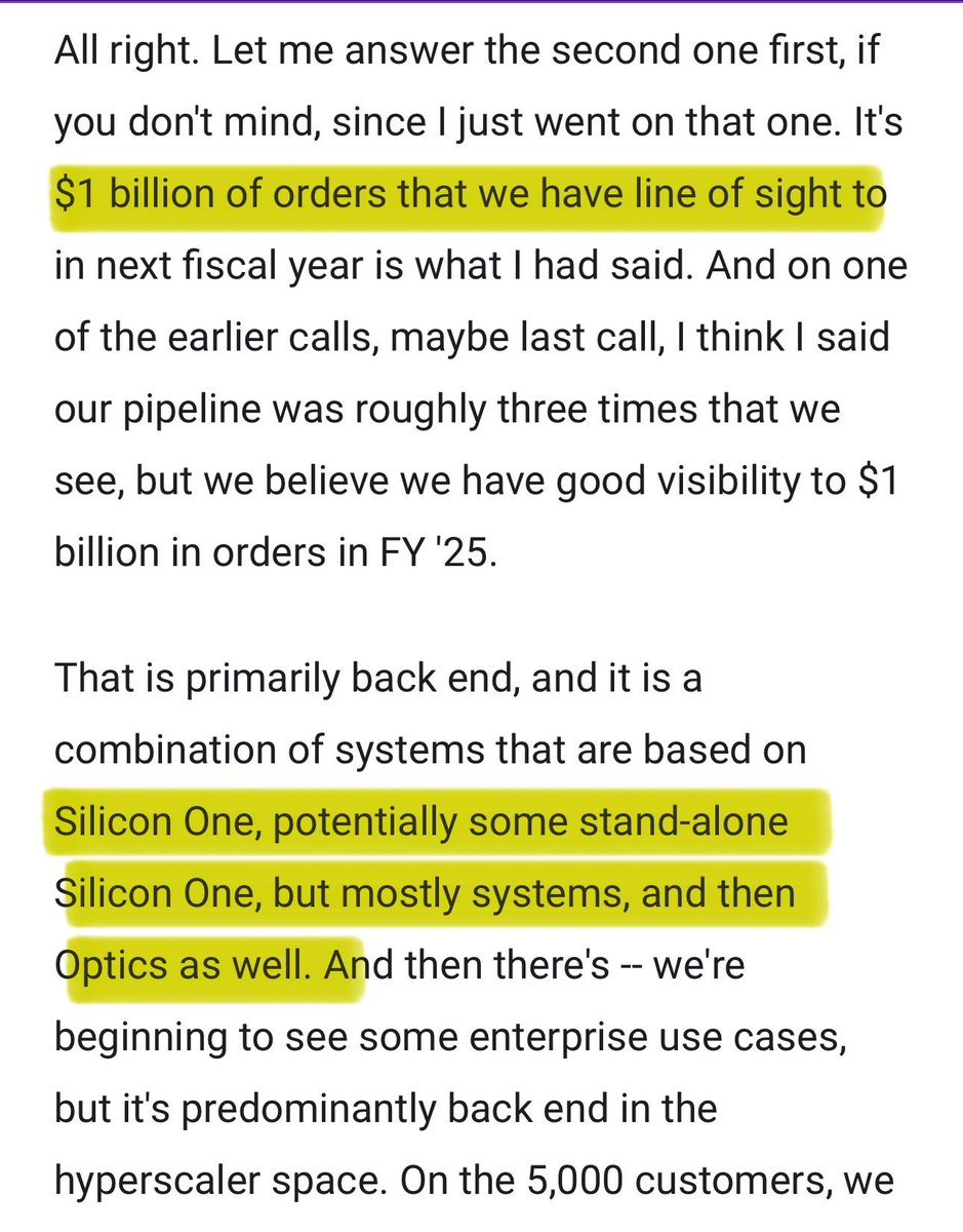 anuj_kapur's tweet image. $CSCO has continued to see greater visibility in #AI orders, now at $1b for FY25. Challenge for investors is parsing #Optics (from Acqcia acq. which was $600m in 2020) and #Silicon and #Systems. At $1b that’s still &amp;lt; 2% of top line. $ANET now at $100b market cap.