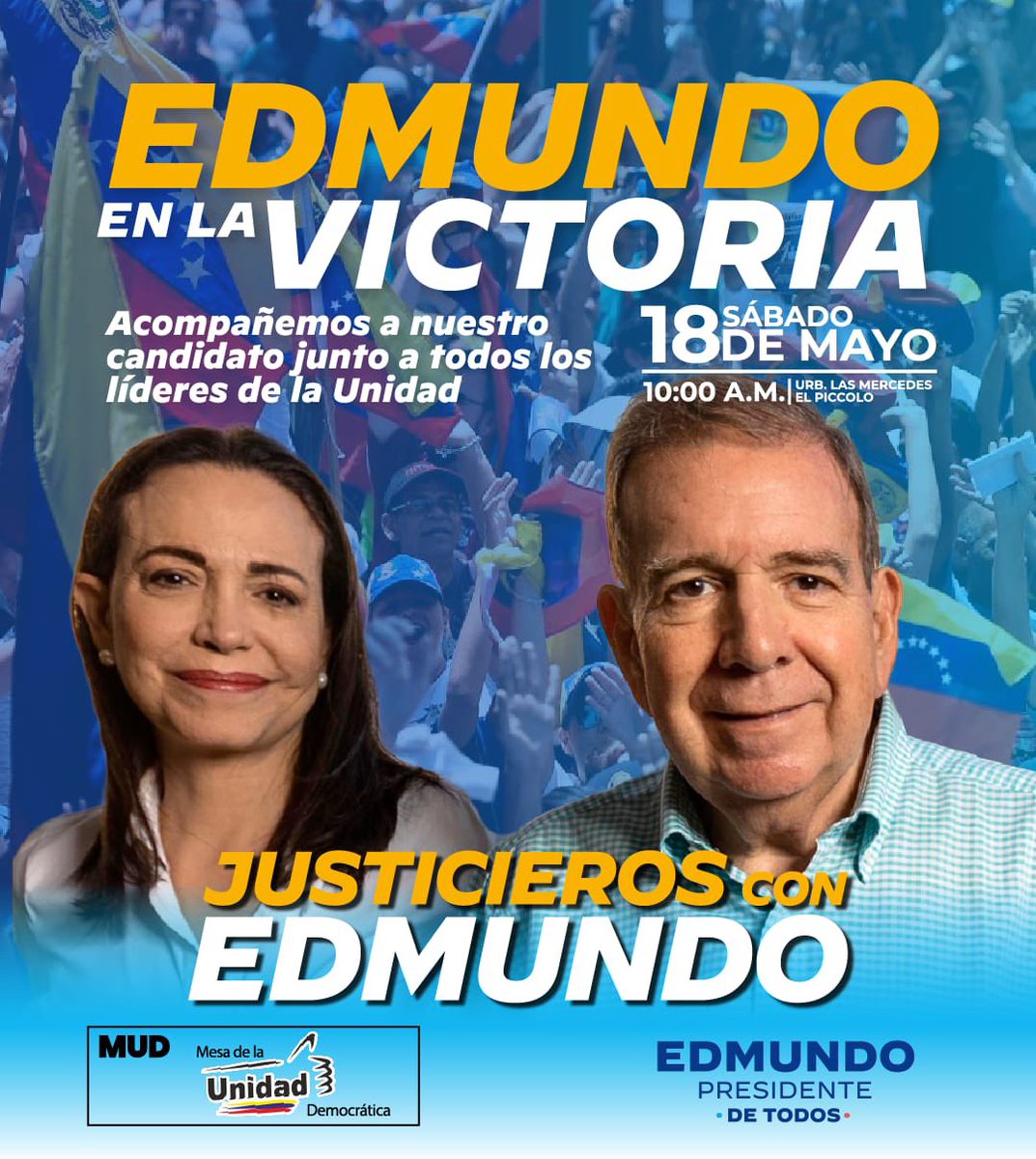 PJAraguaOficial's tweet photo. El sábado nos vemos en ¡La Victoria! 

Vamos acompañar a @EdmundoGU a @MariaCorinaYA y a toda la unidad. 

El#28Jul ¡Vamos a ganar! https://t.co/IY6HKbcieY