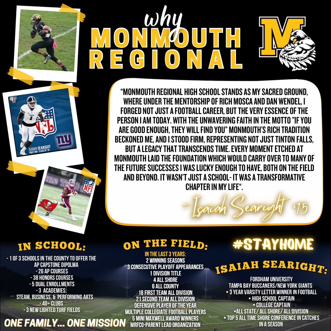 This weeks “Why Monmouth Regional” 2015 graduate Isaiah Searight