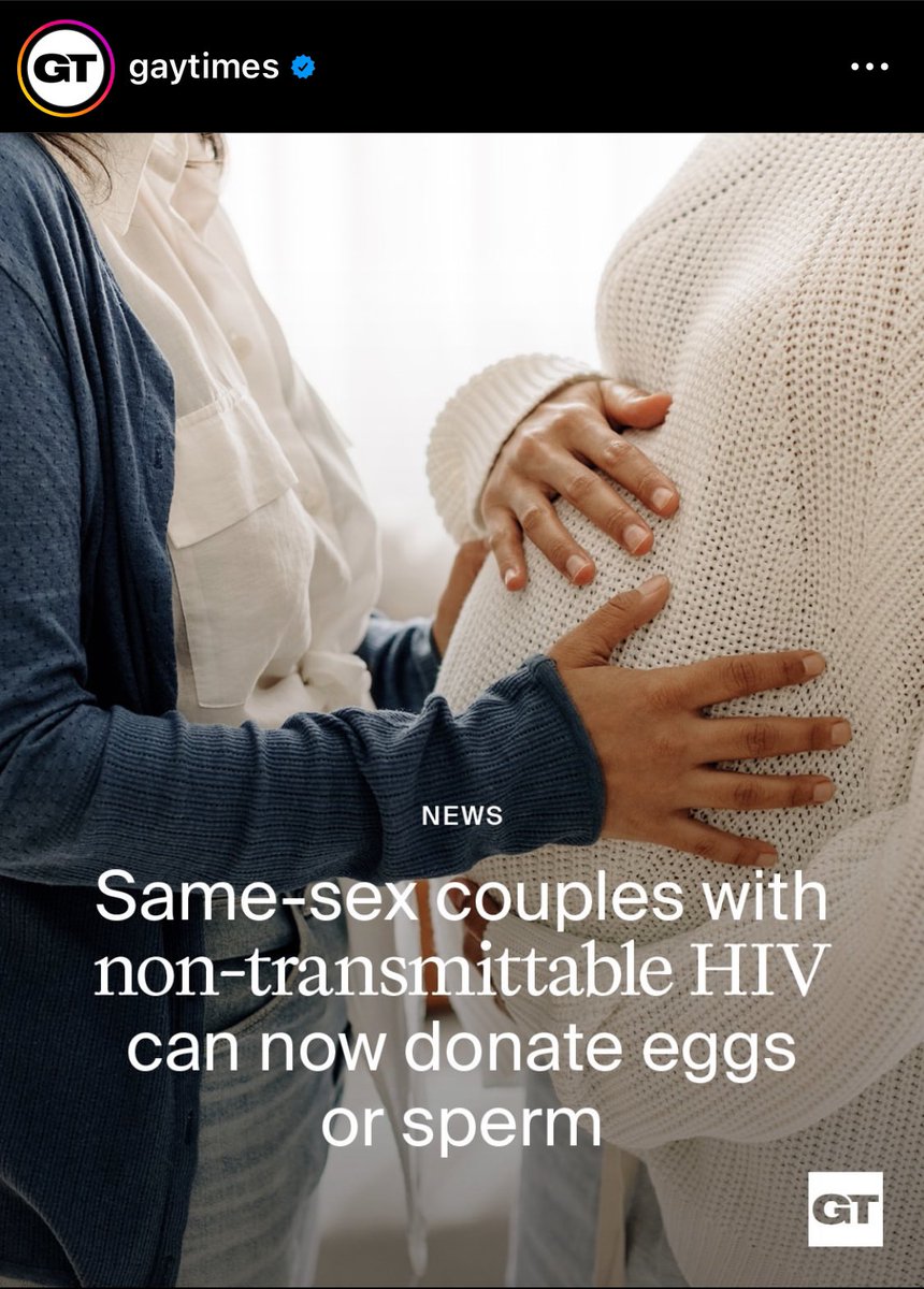 Tuh guys! Di Inggris pasangan sesama jenis yang positif HIV (undetect) udah bisa donor sperma atau sel telur.

Makanya gue heran kalo ada orang termasuk Nakes atau aktivist HIV ada yg masih gak percaya sama U=U (Undetectable = Untransmittable)