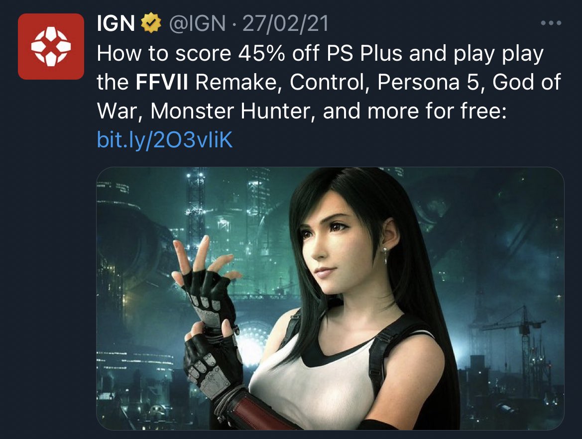 I’m starting to believe IGN sees Tifa as the face of Square Enix at this point