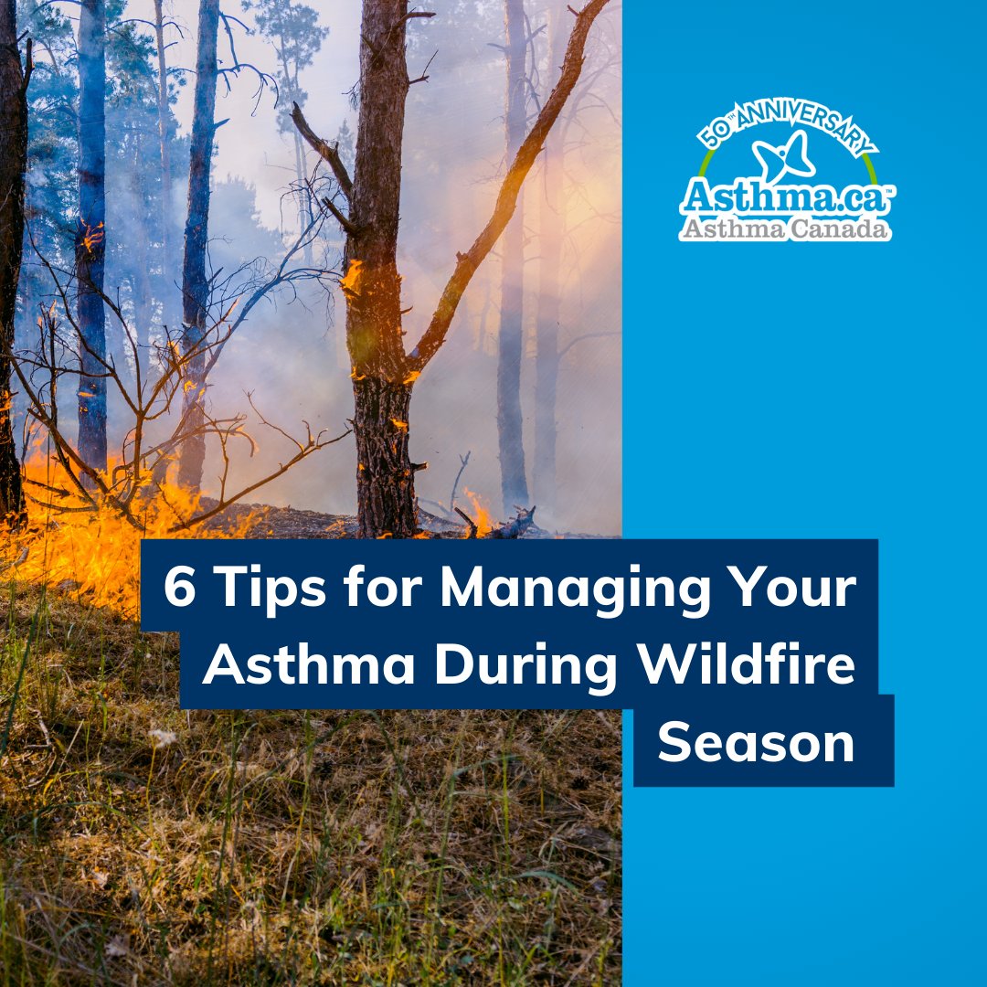 #WildfireSeason is upon us in parts of #Canada, and if you're living with #asthma, it's time to take extra precautions. Here are our top six tips to help you manage your asthma during this challenging time: asthma.ca/managing-asthm… #wildfireseason2024
