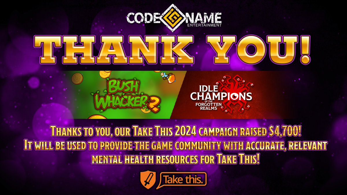 Our sincerest thanks to everyone who made this charity fundraiser such a success! To @idlechampions @CNEGames @Mark_Meer and everyone who donated, retweeted, and shared - Thank You!