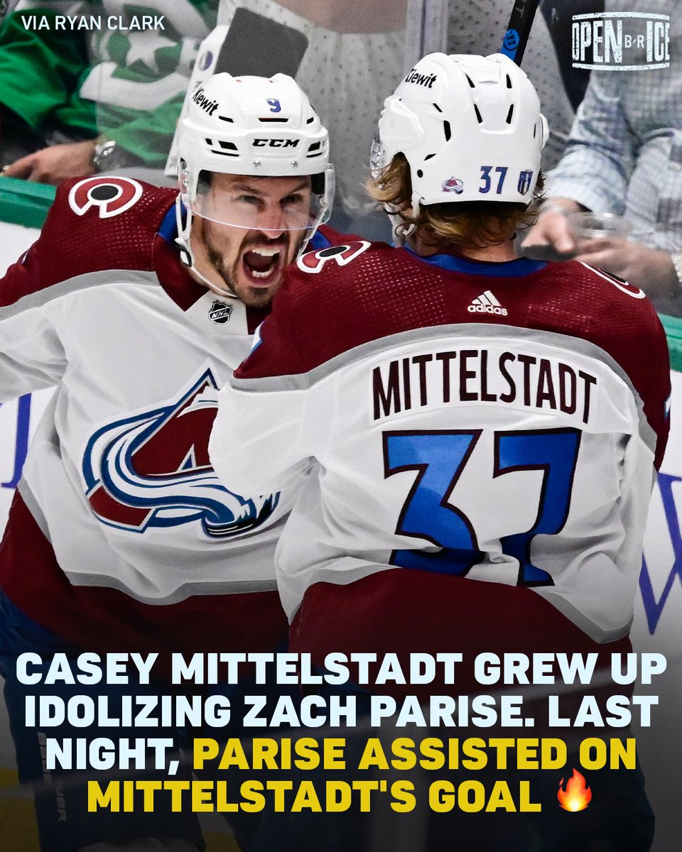 Casey Mittelstadt grew up in Edina, Minnesota, and looked up to Zach Parise. On Wednesday, with Colorado’s season on the line, Mittelstadt gave the Avs the lead in the 3rd period, assisted by his childhood idol. What an unbelievable moment 🎬 (via @ryan_s_clark)