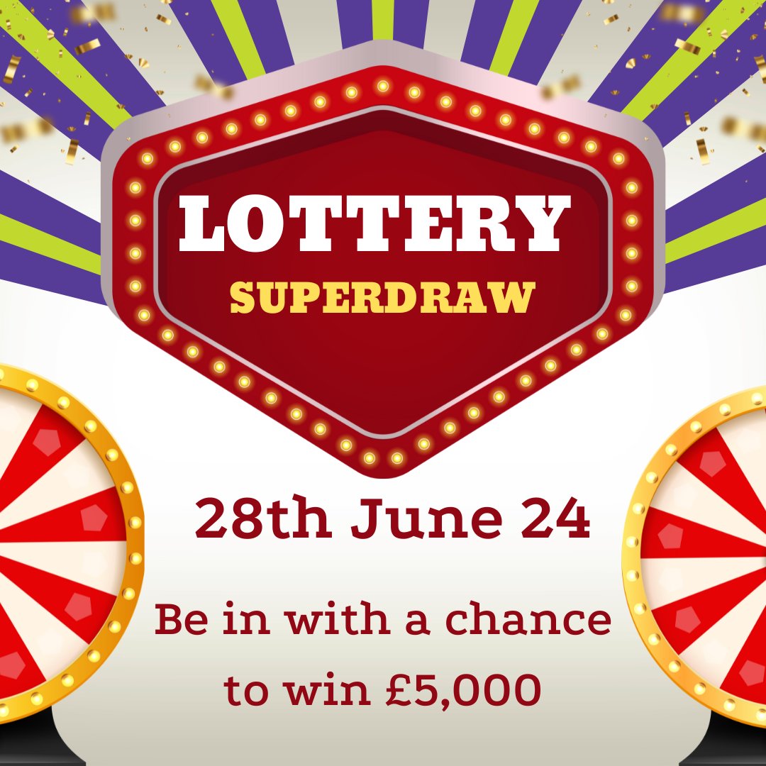 To be in with a chance to win our £5,000 lottery jackpot in the June super draw, you need to sign up now. Just £2 per week and you could win £1,000 each week or win BIG during our quarterly superdraws. Sign up more and find out more here thewelcomecentre.org/pages/lottery
