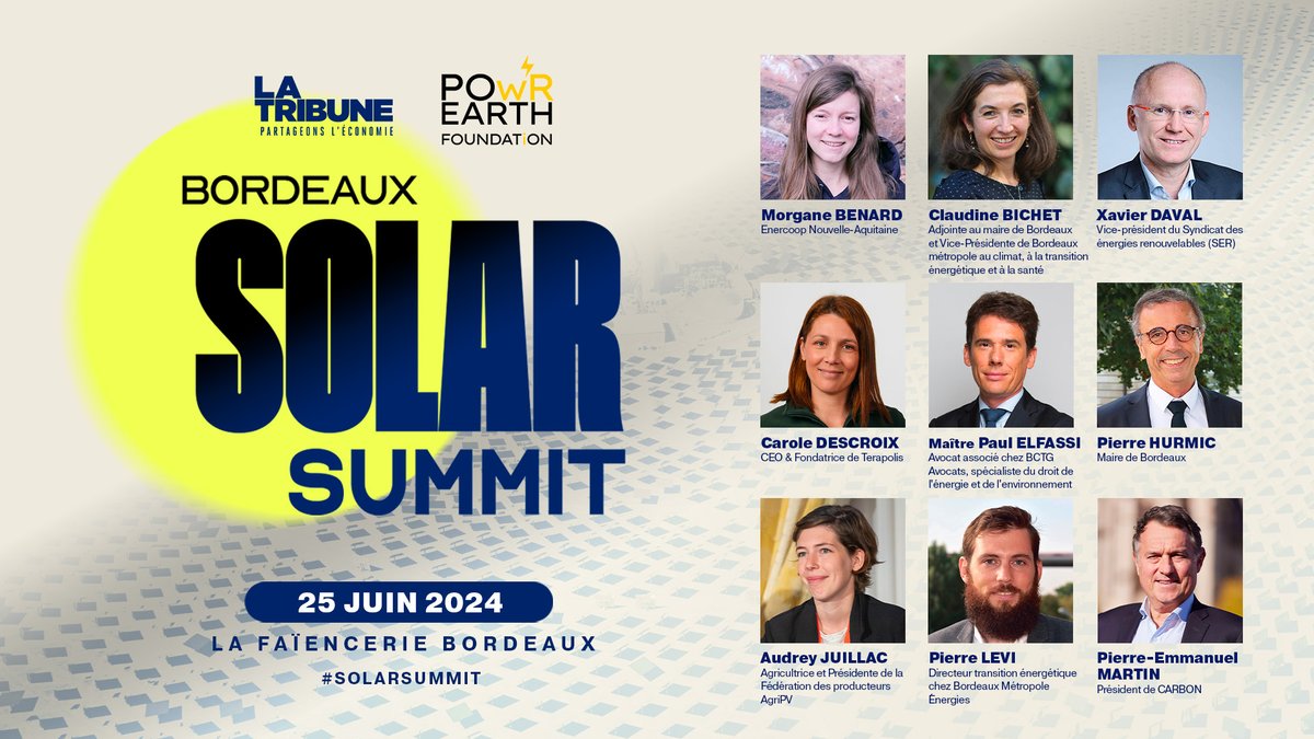 [#SolarSummit] Rejoignez-nous dès 8h30 pour une matinée passionnante qui réunira experts, agriculteurs, élus et professionnels du secteur, afin de débattre des défis et des opportunités du solaire en France ☀ 🗓️ Le 25/06 à #Bordeaux 👉 Inscrivez-vous : bordeaux-solar-summit.com