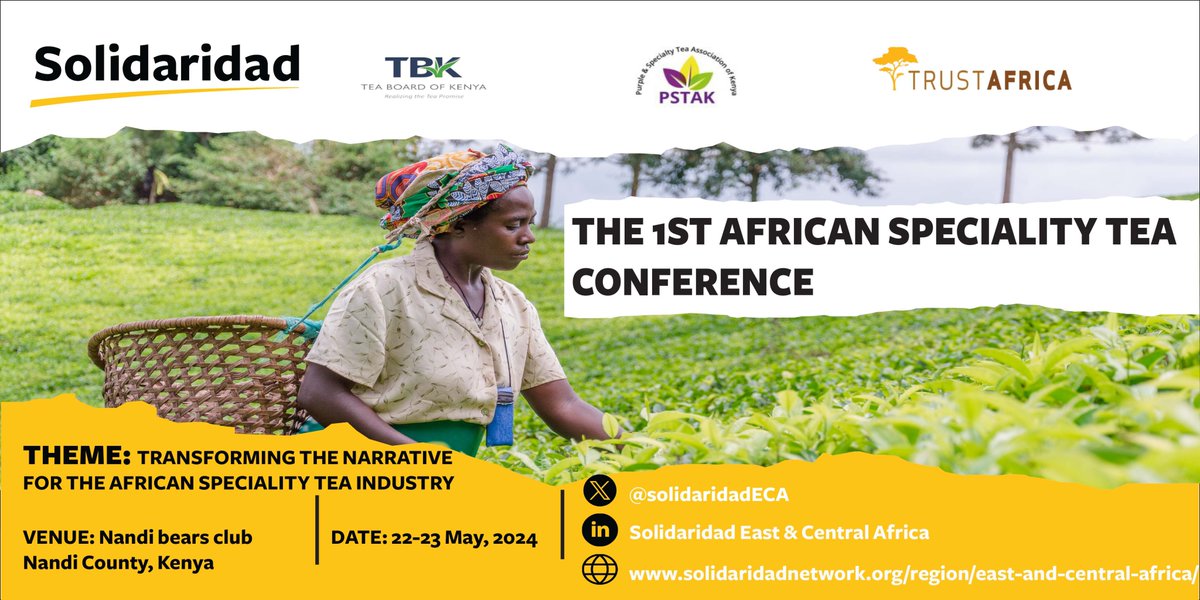 Solidaridad East and Central Africa (@solidaridadeca) on Twitter photo 🌿We are excited to announce the 1st African Specialty Conference & Expo, scheduled for May 22nd to 23rd, 2024, organized by #PSTAK with support from <a href="/SolidaridadECA/">Solidaridad East and Central Africa</a>. Bringing together 150+ delegates from 8 countries, exploring fair value redistribution and more. Don't miss it! 🌿We are excited to announce the 1st African Specialty Conference & Expo, scheduled for May 22nd to 23rd, 2024, organized by #PSTAK with support from <a href="/SolidaridadECA/">Solidaridad East and Central Africa</a>. Bringing together 150+ delegates from 8 countries, exploring fair value redistribution and more. Don't miss it!