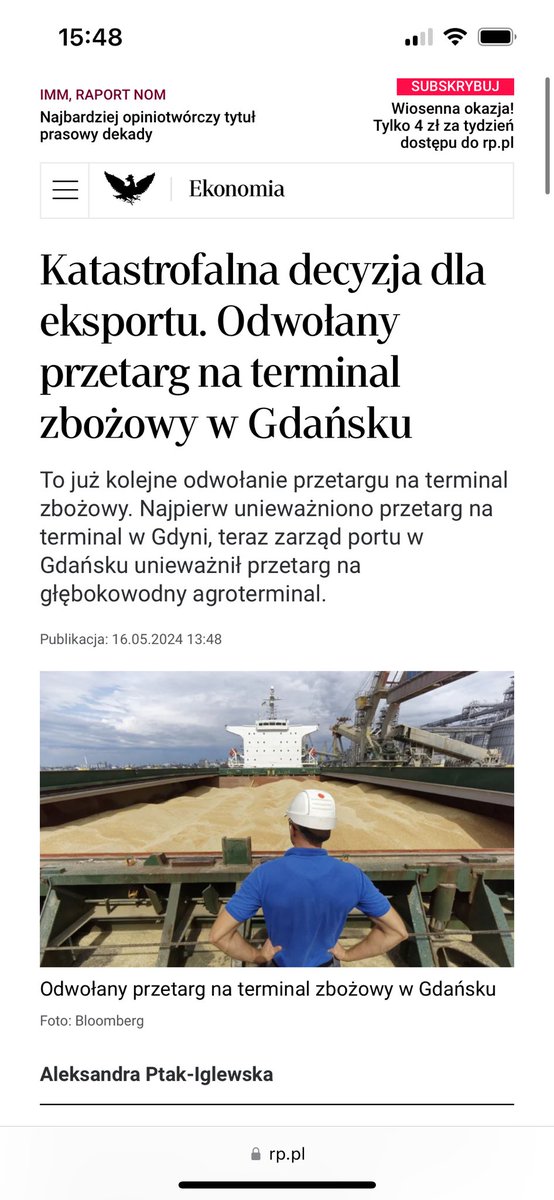 ❗️PILNE❗️ Niemcy skorzystają na naszej bezradności ⚠️ Maleją nadzieje, że Polska doczeka się porządnego terminala, który rozwiązałby powracające co chwilę problemy z nadwyżką zbóż czy „zalewem” ukraińskiego zboża.  Brokerzy handlujący zbożem komentują na portalu X (d. Twitter)