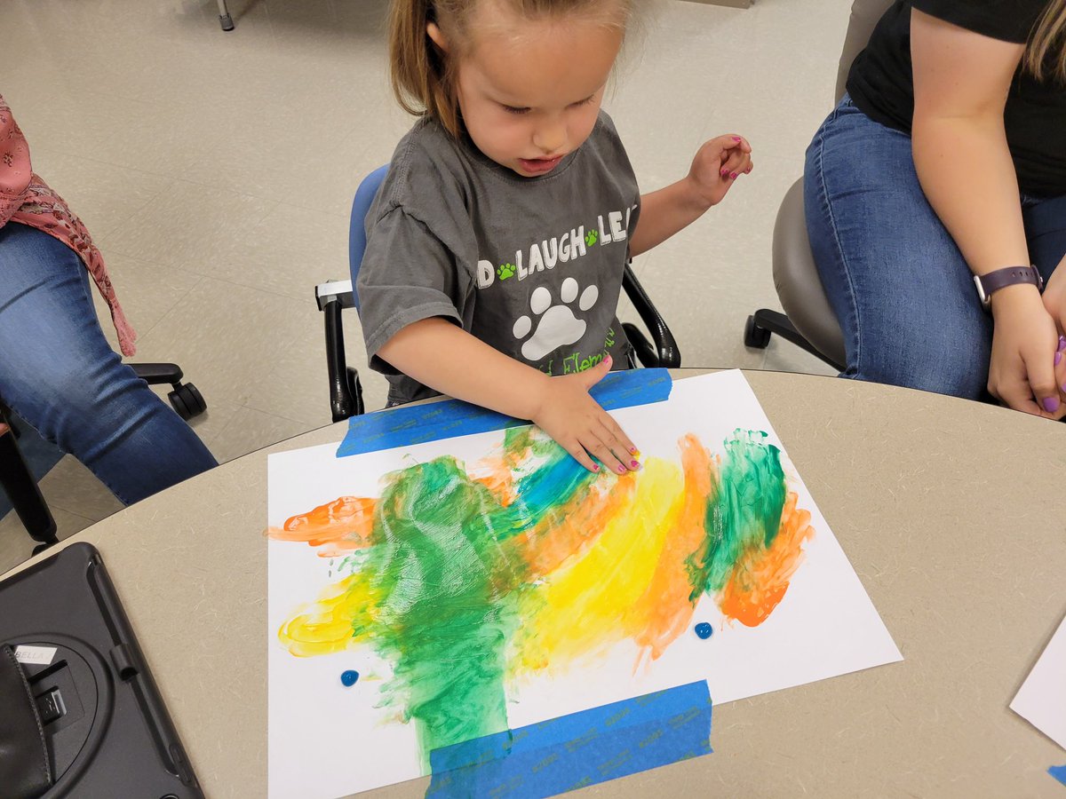 M is for messy! Students loved fingerpainting yesterday in Ms. Holmes room #WeAreOtters #WeAreECC #ECC #SchoolFamily #OtterFamily #school #family