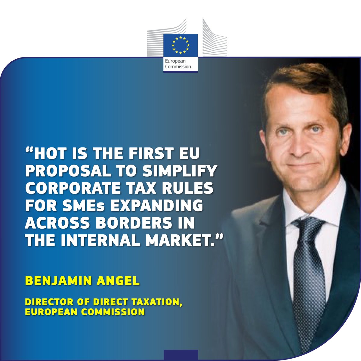 With the Head Office Taxation proposal all #SMEs would have the simplicity of dealing with a 1⃣ tax authority in 1⃣ language. We discussed the proposal with @benjaminangelEU, Director for Direct Taxation at @eu_commission. Watch here in all 🇪🇺 languages👉europa.eu/!7T6TMX