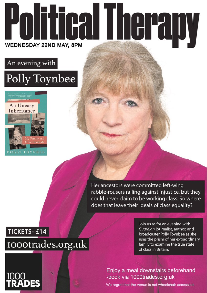⏰ Less than a week to go until our next Political Therapy event with @pollytoynbee We’ve only got a few tickets left, catch them while you can 🎟️ 1000trades.org.uk/events/1000-tr…