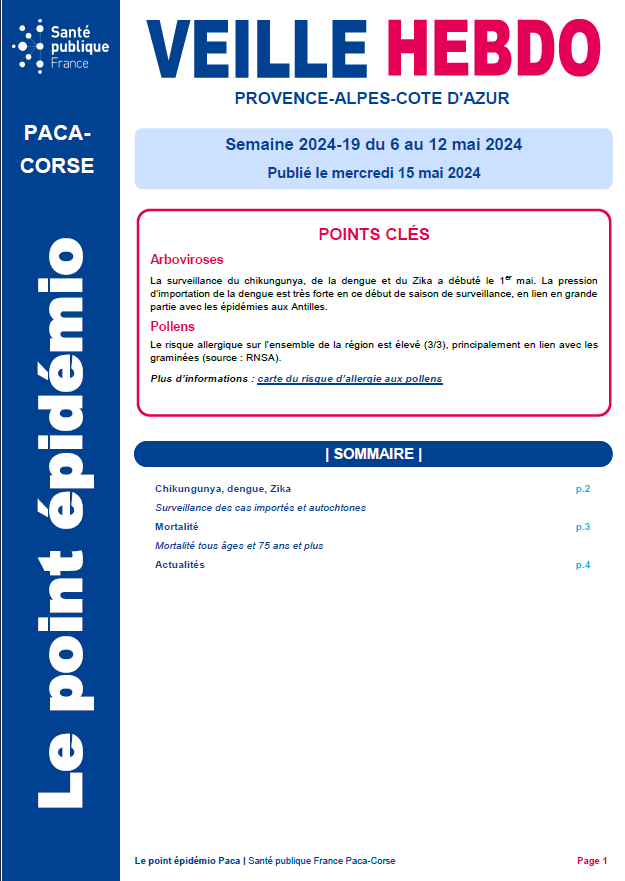 VeilleHebdo's tweet photo. #VeilleHebdoPaca 2024-19
ARBOVIROSES : début de la surveillance
POLLENS : attention aux pollens de graminées
https://t.co/CzEf4fZx1G https://t.co/wW98U3AFfU