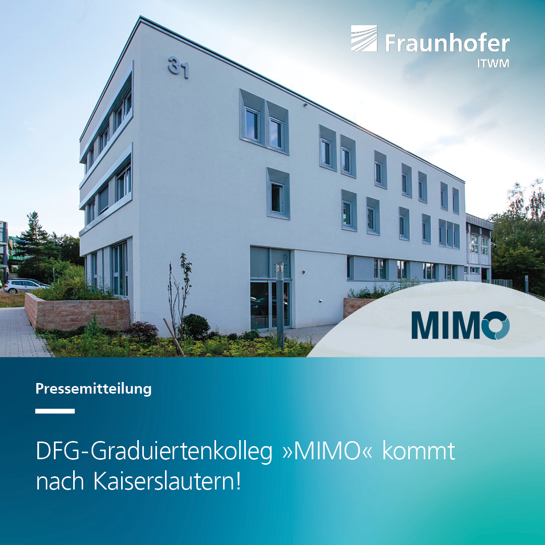 Coole Neuigkeiten! Gemeinsam mit der @rptu_kl_ld haben wir das Graduiertenkolleg »MIMO« nach Kaiserslautern gebracht, um junge Wissenschaftler:innen bei der Promotion zu unterstützen! Dank der Förderung der DFG schaffen wir 20 neue Doktorandenstellen.🥳 ▶️itwm.fraunhofer.de/pm-mimo