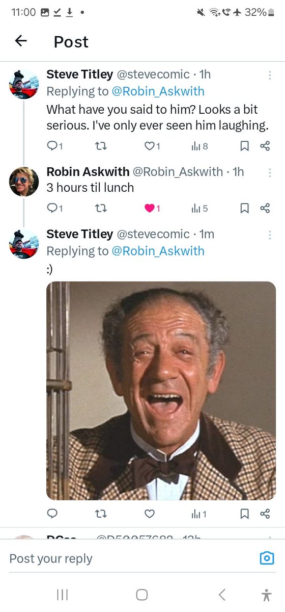 Well, from proper right-wing Tories (and MUCH worse), TwitterX CAN be a shitty 6 sometimes, just SOMETIMES, you get to chat with your childhood. @Robin_Askwith